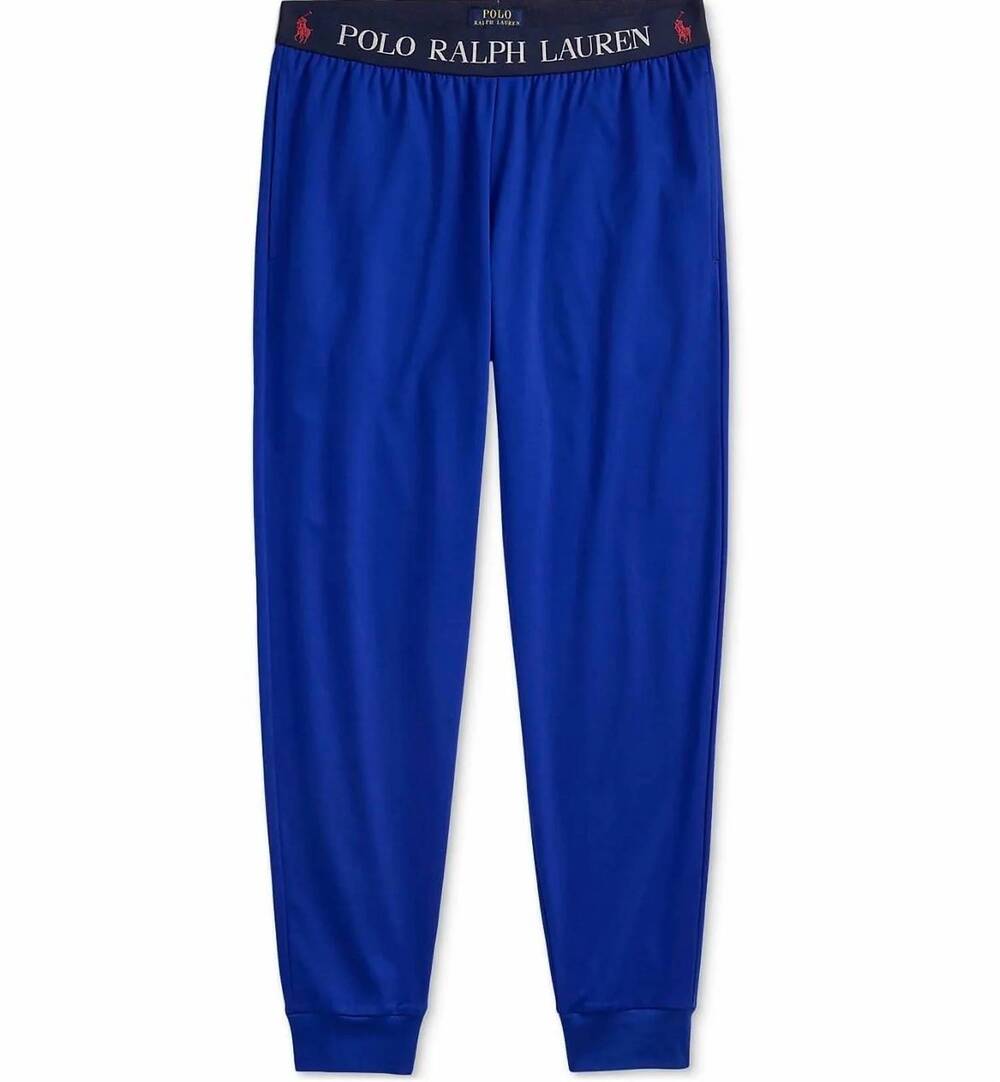 NEW POLO RALPH LAUREN men's logo waistband jogger pajama pants in blue